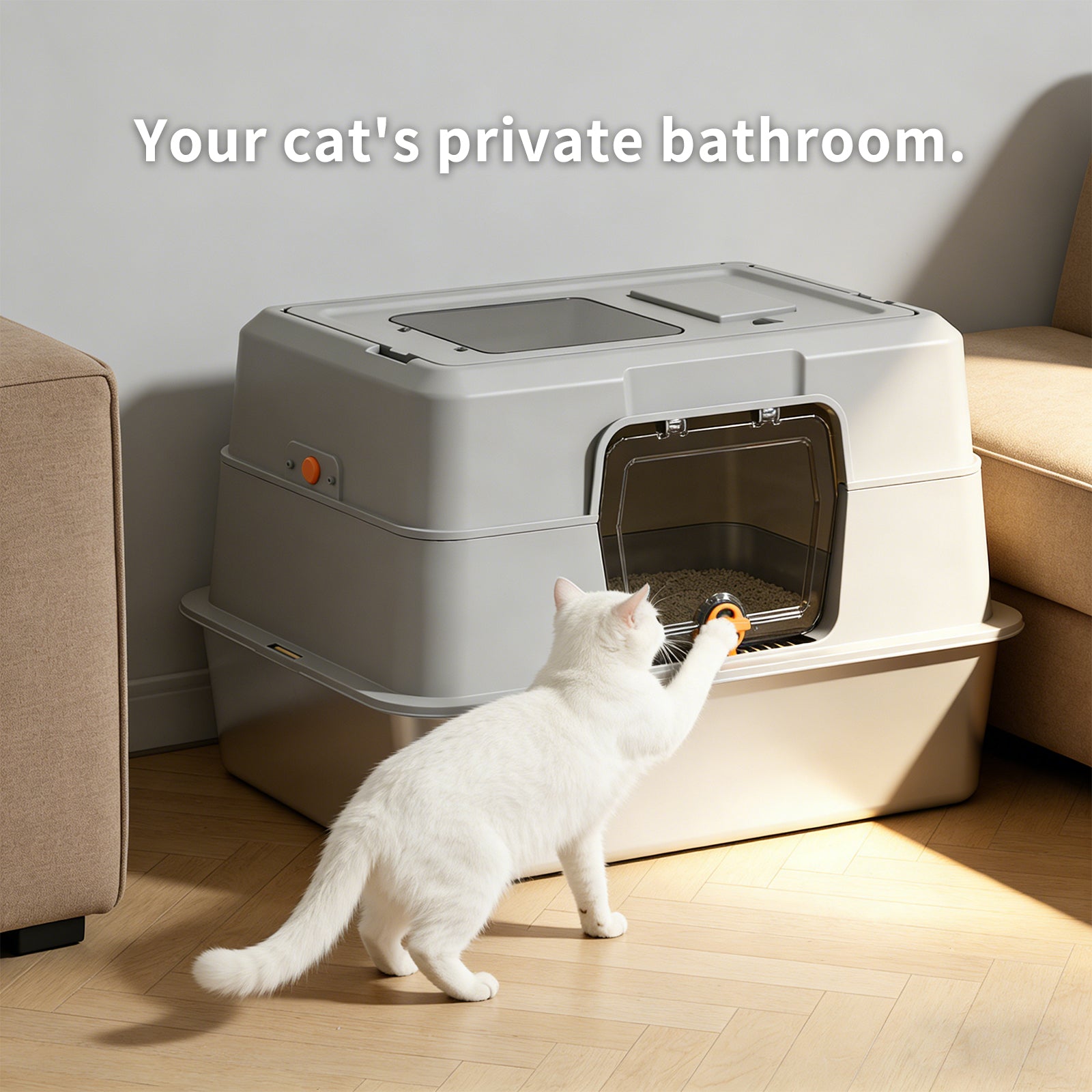 AuraPure™ Platinum-Shield | XL Stainless Steel Enclosed Litter Box – Zero-Odor & Easy-Clean Solution for Large & Multi-Cat Homes