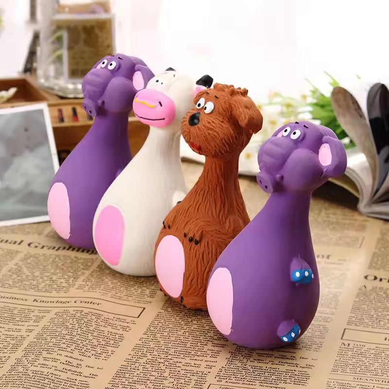 AuraPlay™ Soft-Bite Series | 4pcs Cute Sound-Emitting Latex Toys – Gentle Teething & Oral Health Set for Young Pets