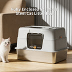 AuraPure™ Platinum-Shield | XL Stainless Steel Enclosed Litter Box – Zero-Odor & Easy-Clean Solution for Large & Multi-Cat Homes