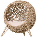AuraEstate™ Boho-Nest | Hand-Crafted Woven Pet Sanctuary – Breathable Elevated Cat Bed in Minimalist Beige