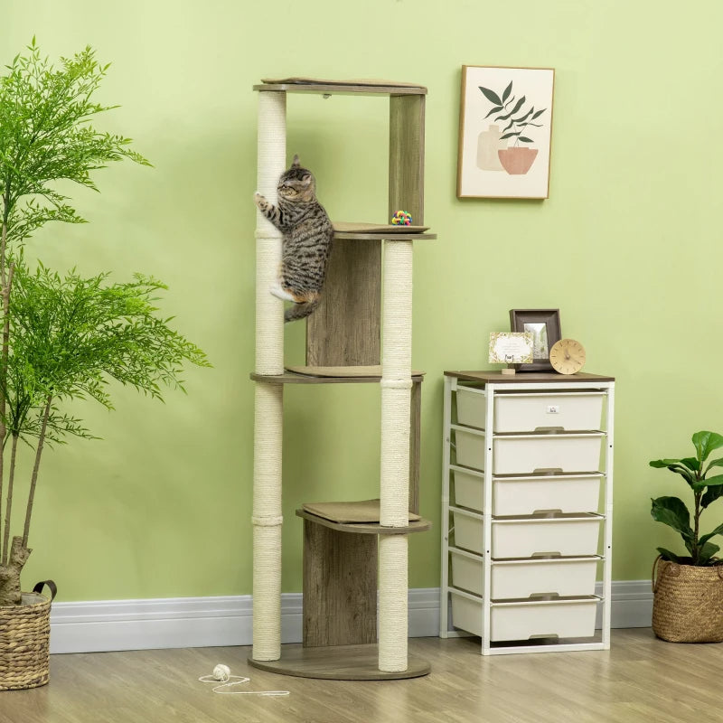 AuraEstate™ Skyline Peak | Designer Corner Cat Tower – Tall Climbing Sanctuary & Kitten-Friendly Multi-Level Play Center