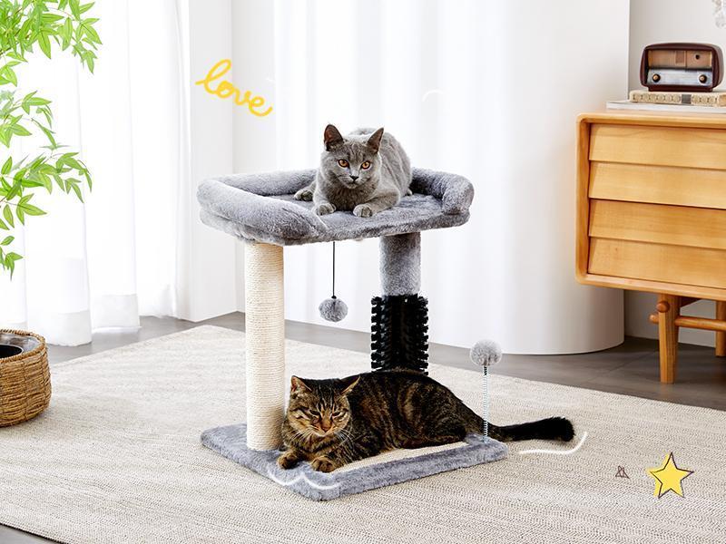 EliteKitten™ Oasis | Small Multipurpose Cat Tree - Plush Perch with Massage Arch & Play Ball