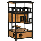 EliteRefuge™ | Weatherproof Cedar-Style Cat Villa - Multi-Level Outdoor Shelter with Asphalt Roof