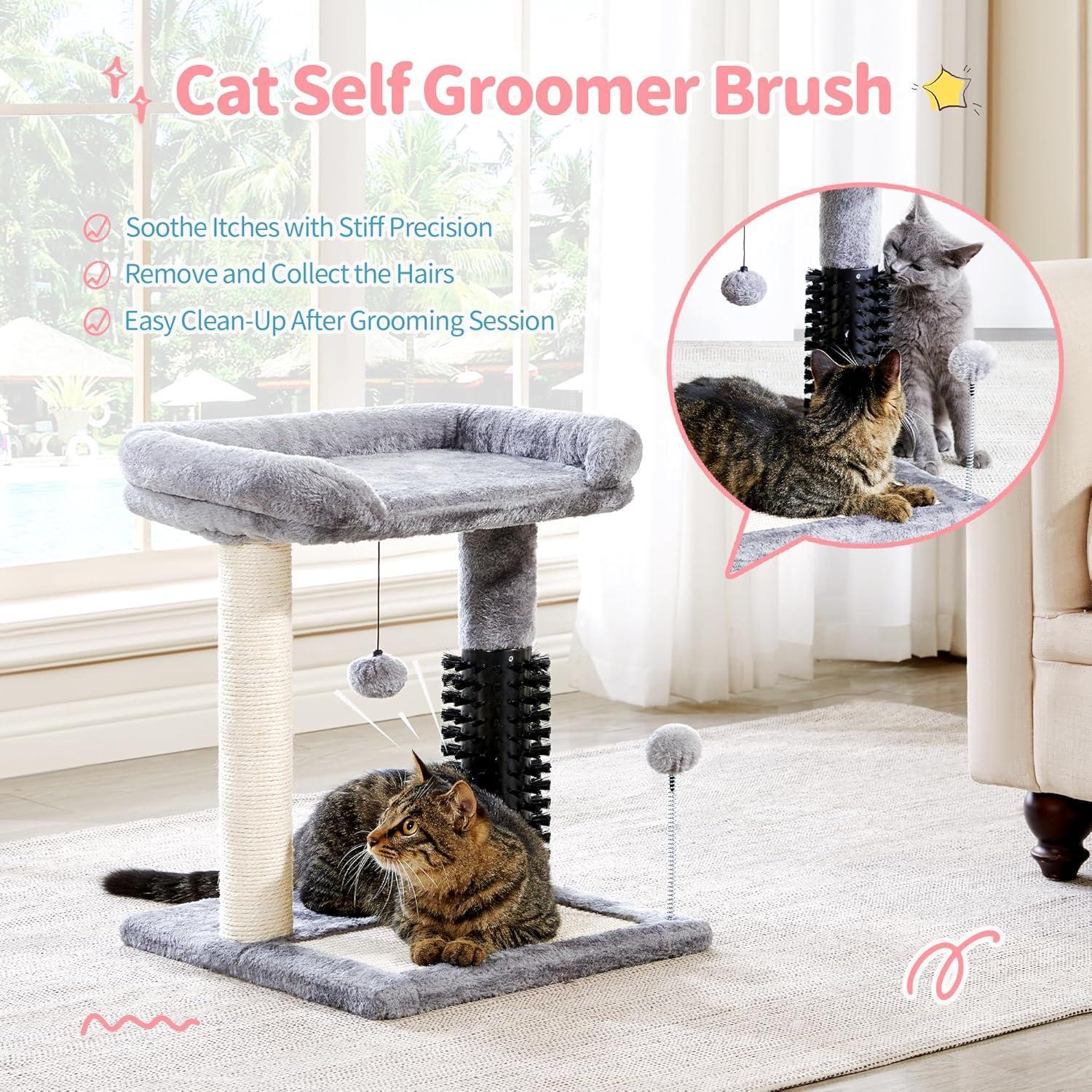 EliteKitten™ Oasis | Small Multipurpose Cat Tree - Plush Perch with Massage Arch & Play Ball