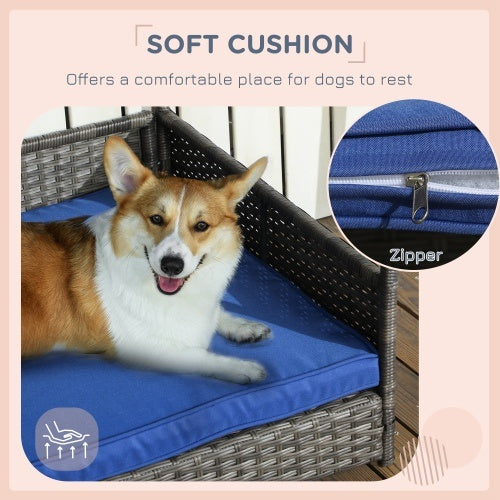 EliteCabana™ | Designer Outdoor Dog Daybed - Water-Resistant Rattan Sanctuary for Small & Medium Pets