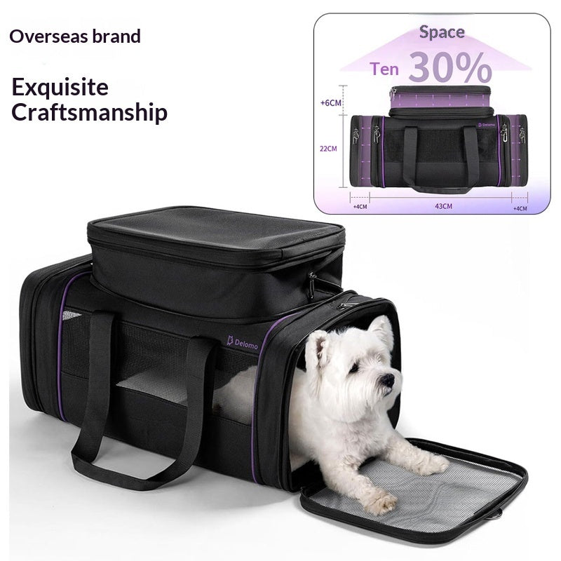 AuraGuard™ Aero-Expand | Premium Travel Pet Carrier – Foldable Extra-Space Cabin Bag for Dogs & Cats