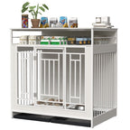 EliteLiving™ Dog Manor | Dual-Occupancy Wooden Crate - Designer End Table Kennel for Modern Homes