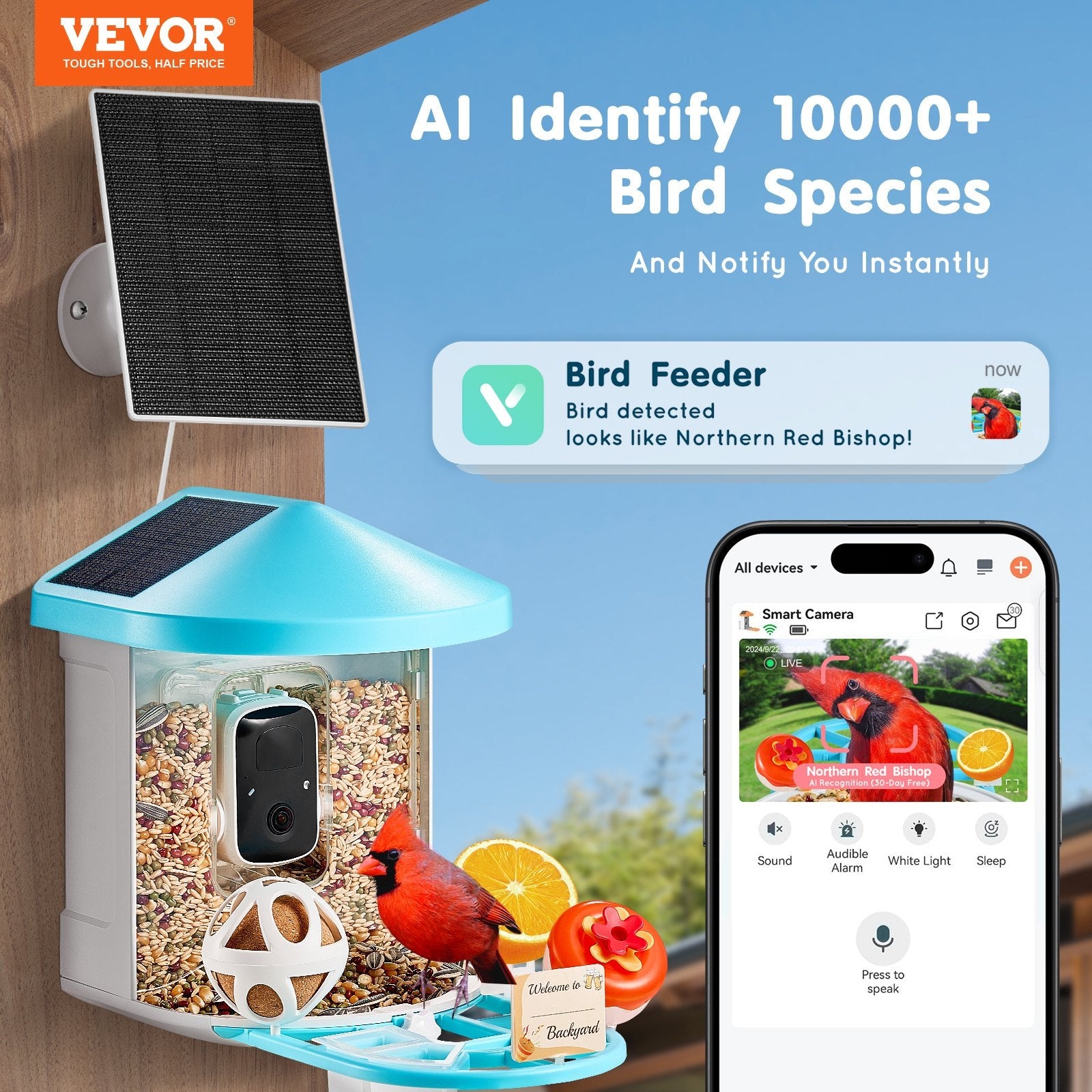EliteVision™ AI | Solar-Powered Bird Camera - Instant Identification & Live Stream Habitat