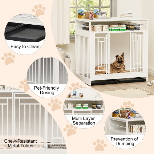 EliteLiving™ Dog Manor | Dual-Occupancy Wooden Crate - Designer End Table Kennel for Modern Homes