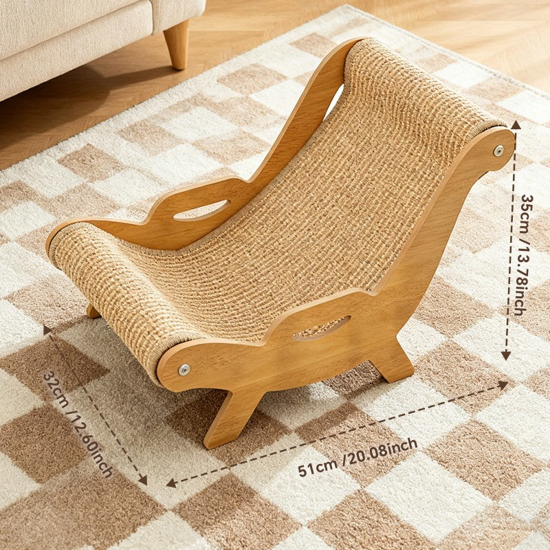 AuraEstate™ Deck-Chair | Minimalist Wooden Cat Scratcher Lounge – 51.5cm Professional Claw Care & Recliner Station