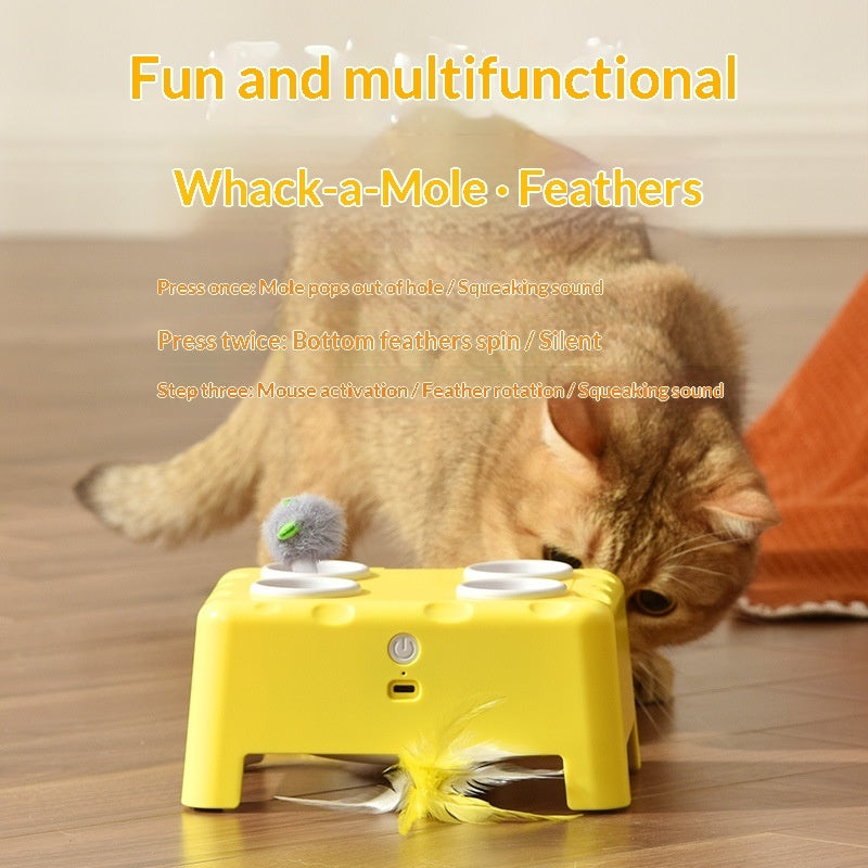 AuraPlay™ Cheese-Quest | Intelligent 3-in-1 Sensory Toy – Automatic Hide-and-Seek Station for Active Cats