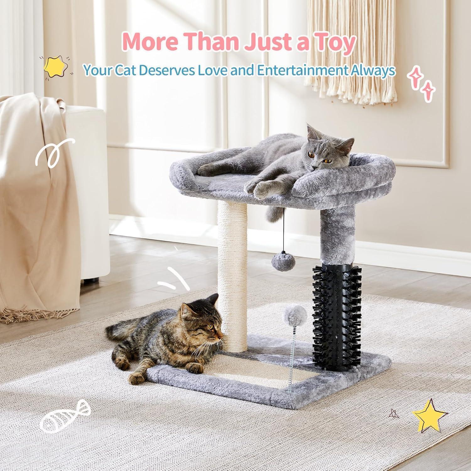 EliteKitten™ Oasis | Small Multipurpose Cat Tree - Plush Perch with Massage Arch & Play Ball