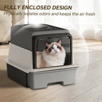 AuraPure™ Vault | Splash-Proof Enclosed Cat Litter Box – One-Way Exit Anti-Tracking System & Deodorant-Ready Station