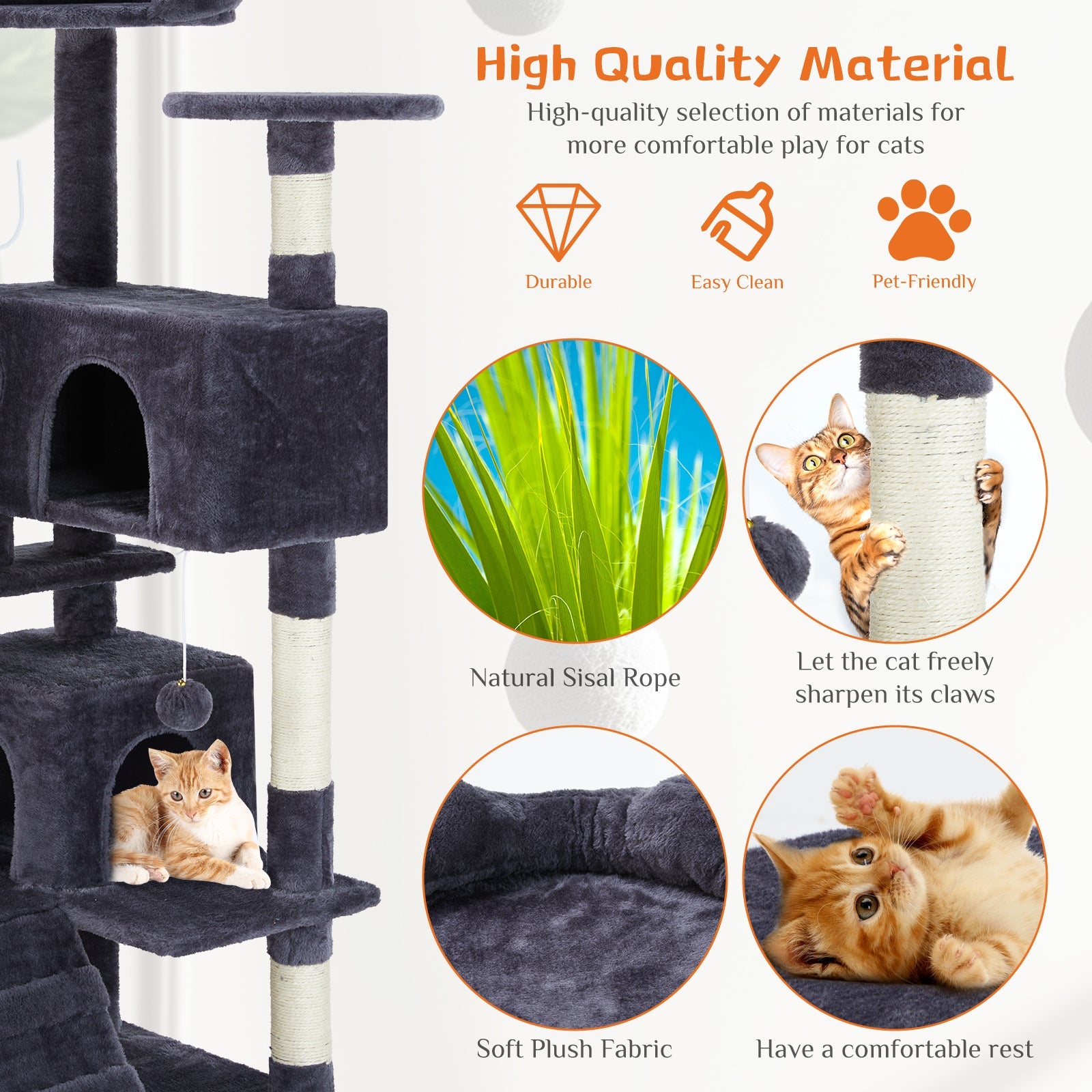 EliteHabitat™ | 4-in-1 Cat Climbing Forest - Natural Sisal Scratchers & Plush Condos