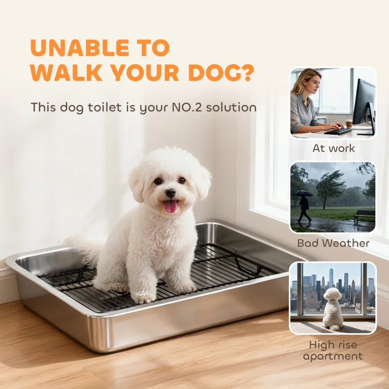 AuraPure™ Sanit-Tray | Professional Grade Stainless Steel Indoor Potty – Rust-Proof & Easy-Clean System for Small & Medium Dogs