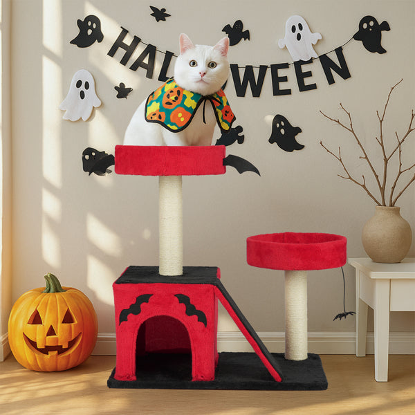 EliteVamp™ Cat Manor | 42” Gothic Climbing Frame - Luxury Padded Perches & Spider Play Station
