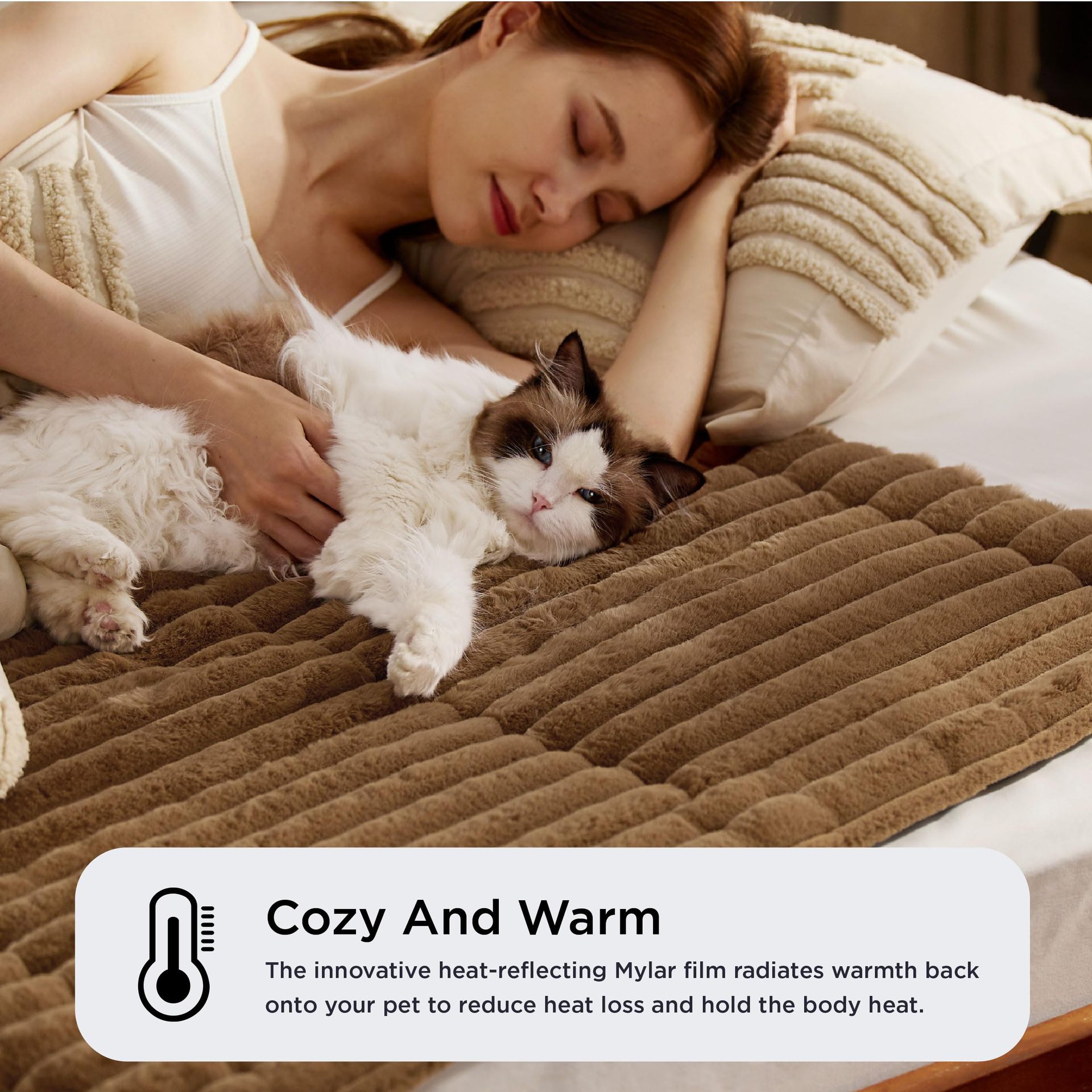 EliteVelvet™ | Luxury Faux Rabbit Fur Bed - Self-Warming Cozy Pet Mattress