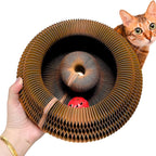AuraPlay™ Infinity Loop | Magnetic Foldable Scratching Post – 3-in-1 Kinetic Toy & Corrugated Lounge for Indoor Cats