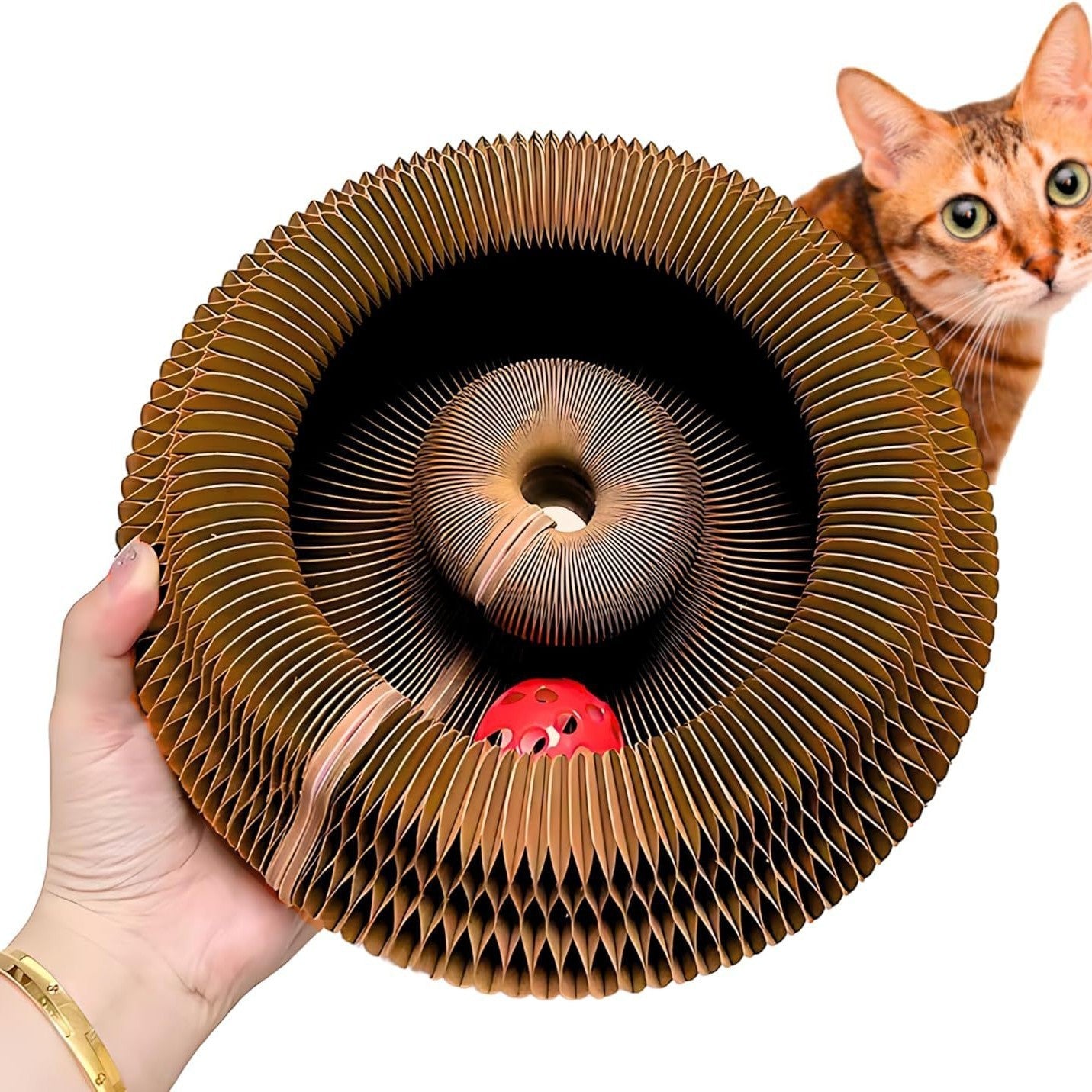 AuraPlay™ Infinity Loop | Magnetic Foldable Scratching Post – 3-in-1 Kinetic Toy & Corrugated Lounge for Indoor Cats