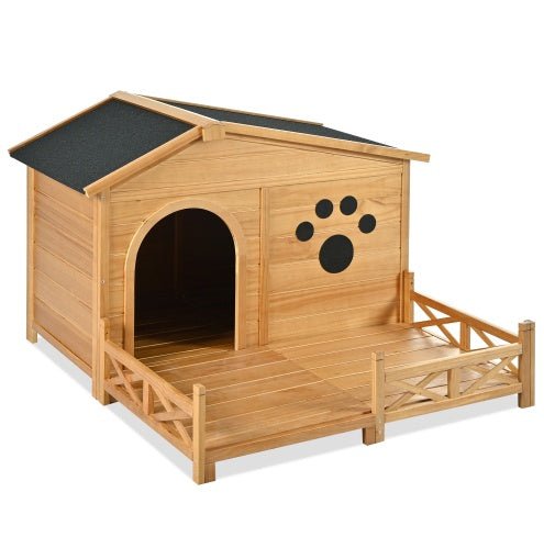 EliteCabin™ | Premium Outdoor Dog Kennel with Veranda - Water-Resistant Cabin for Medium Dogs
