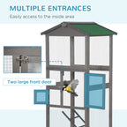 EliteVilla™ | 5.4ft Indoor/Outdoor Grey Bird Habitat - Dual-Door Access & Waste Management System