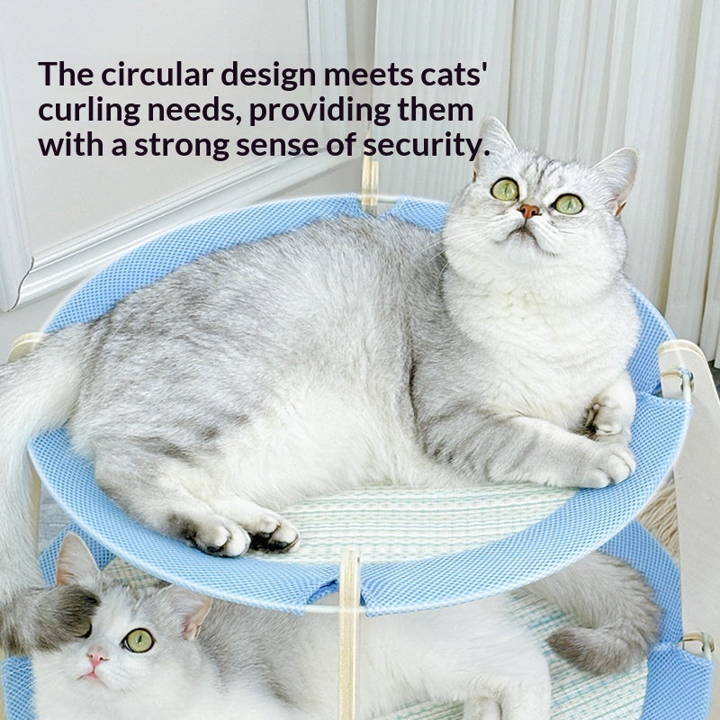 AuraEstate™ Heritage-Cool | Premium Solid Wood Cat Throne – Breathable Rattan Mat & Eco-Friendly Summer Retreat