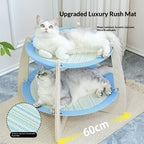 AuraEstate™ Heritage-Cool | Premium Solid Wood Cat Throne – Breathable Rattan Mat & Eco-Friendly Summer Retreat