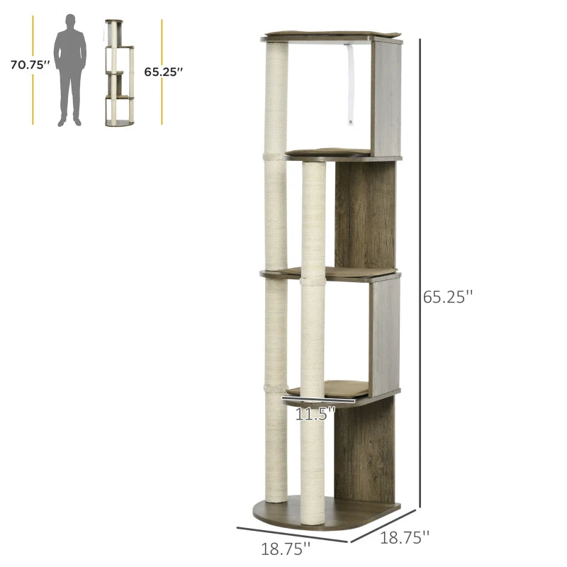 AuraEstate™ Skyline Peak | Designer Corner Cat Tower – Tall Climbing Sanctuary & Kitten-Friendly Multi-Level Play Center