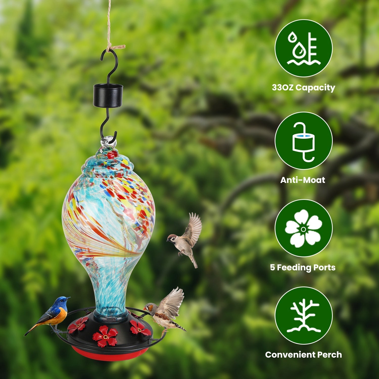 EliteNectar™ | Premium Hand-Crafted Hummingbird Oasis - Includes Ant Moat & Hanging Kit