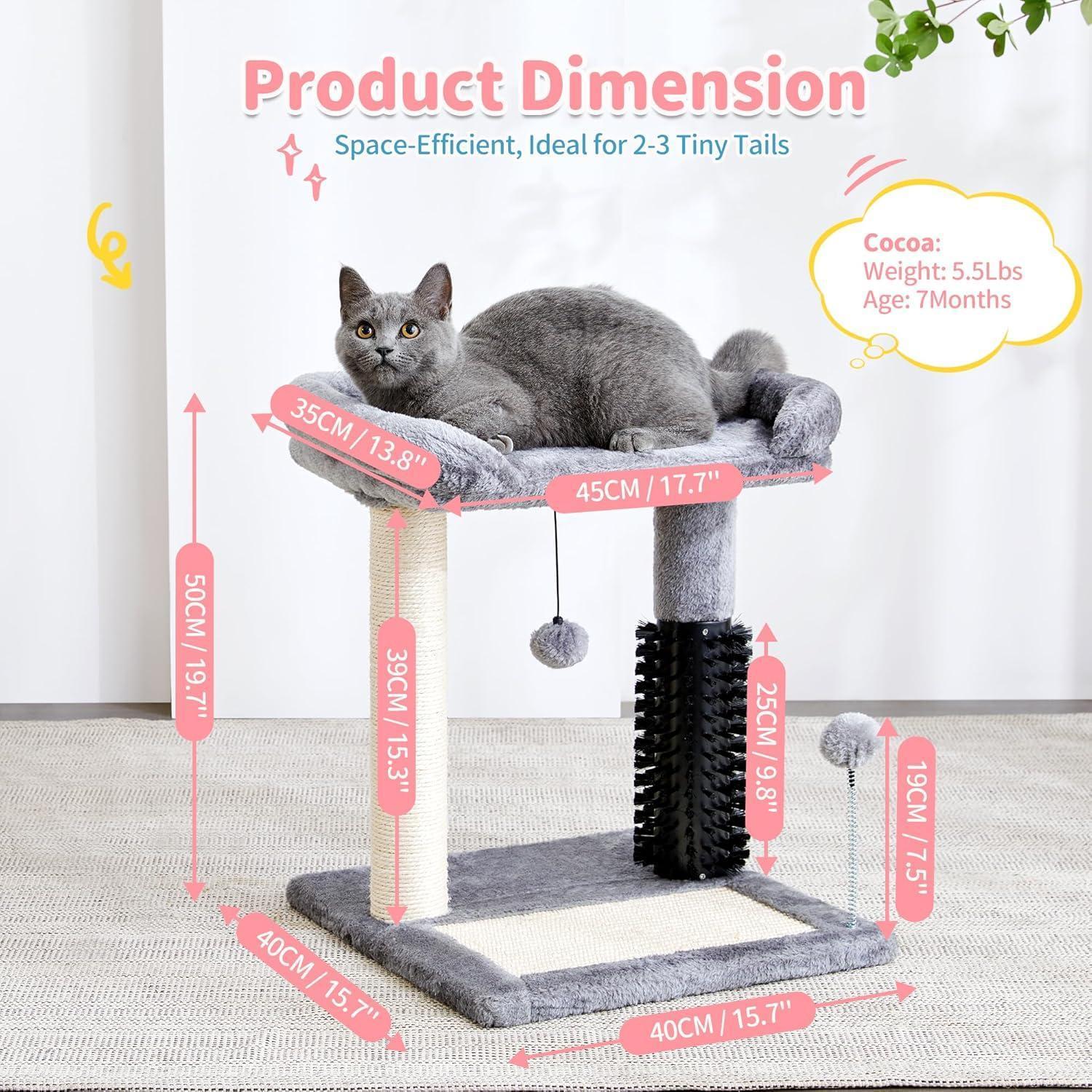 EliteKitten™ Oasis | Small Multipurpose Cat Tree - Plush Perch with Massage Arch & Play Ball