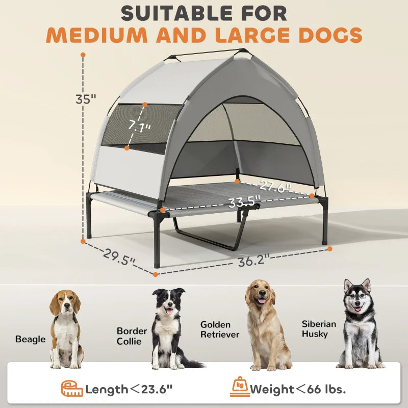 EliteExplorer™ | Raised Pet Cot & Sun-Shield - All-Terrain Travel Bed