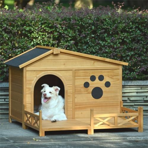 EliteCabin™ | Premium Outdoor Dog Kennel with Veranda - Water-Resistant Cabin for Medium Dogs