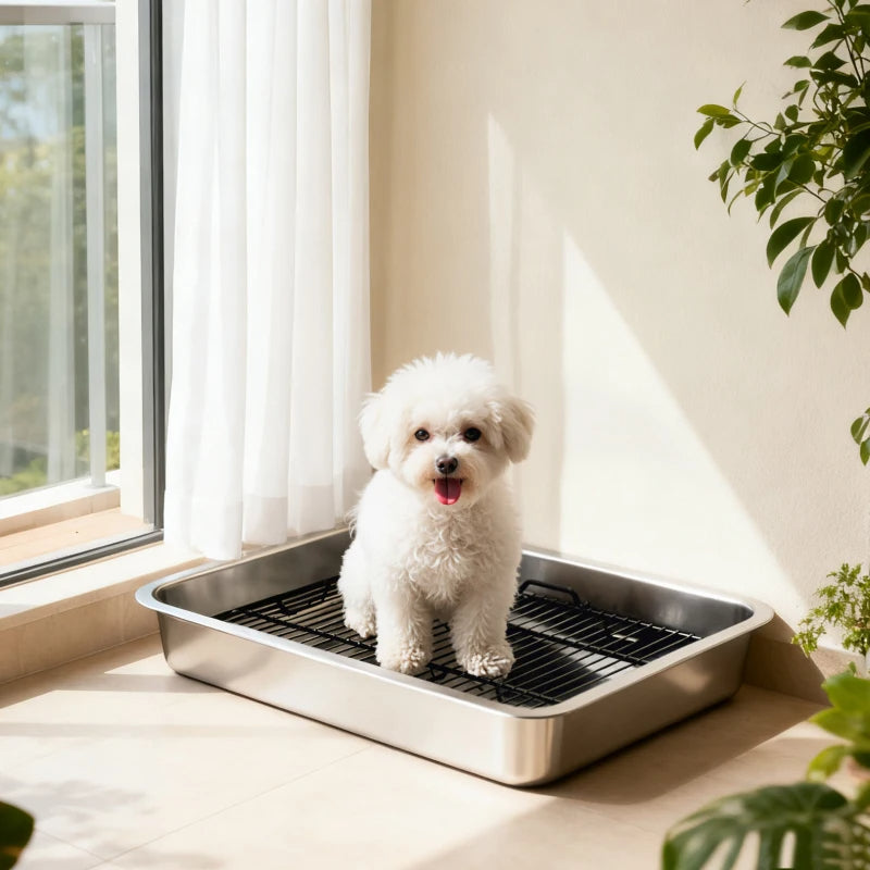 AuraPure™ Sanit-Tray | Professional Grade Stainless Steel Indoor Potty – Rust-Proof & Easy-Clean System for Small & Medium Dogs