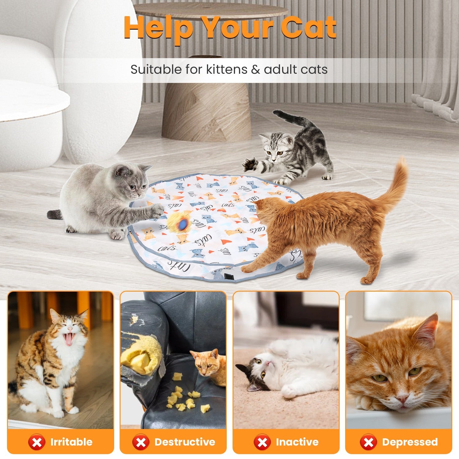 AuraPlay™ Pulse | Fast-Rolling Rechargeable Cat Ball – 360° Intelligent Evasion Toy with Stealth Pouch