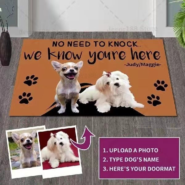 EliteGreet™ | Bespoke Pet Welcome Mat - Custom Photo & Name Anti-Slip Entry Rug