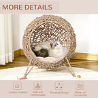 AuraEstate™ Boho-Nest | Hand-Crafted Woven Pet Sanctuary – Breathable Elevated Cat Bed in Minimalist Beige