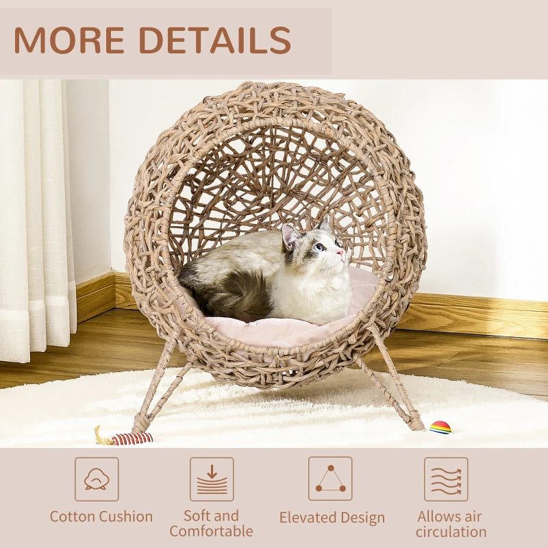 AuraEstate™ Boho-Nest | Hand-Crafted Woven Pet Sanctuary – Breathable Elevated Cat Bed in Minimalist Beige
