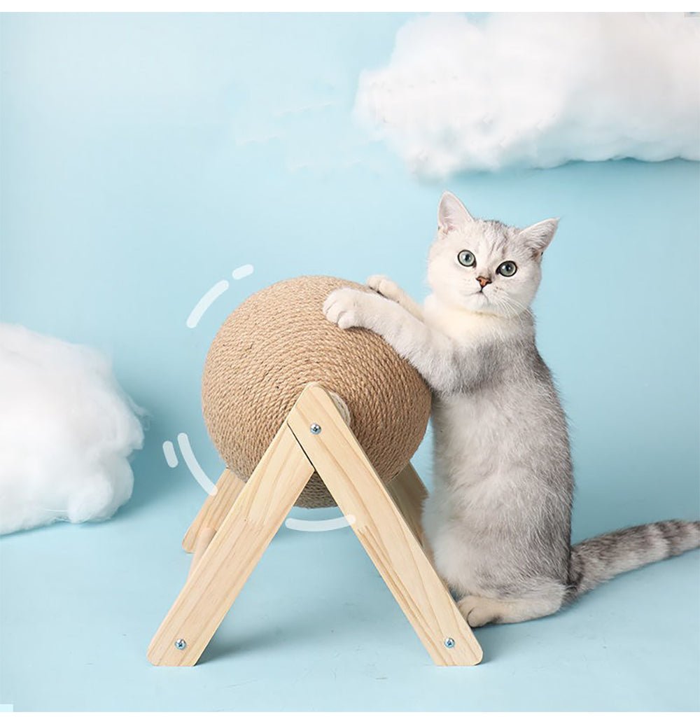 ApexCatch™ | Vertical Solid Wood Cat Scratching Orb - Aura Pet Elite