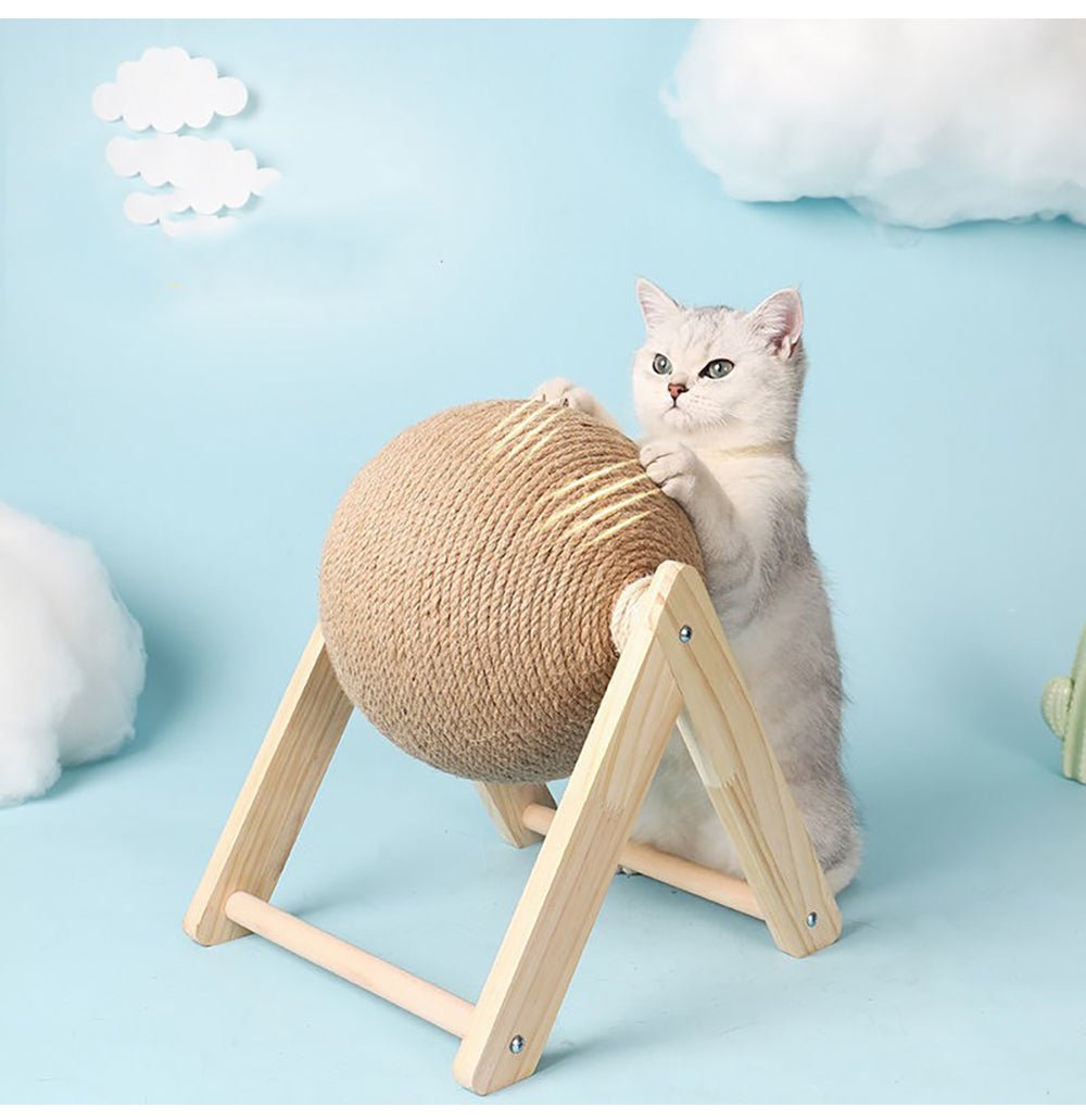 ApexCatch™ | Vertical Solid Wood Cat Scratching Orb - Aura Pet Elite