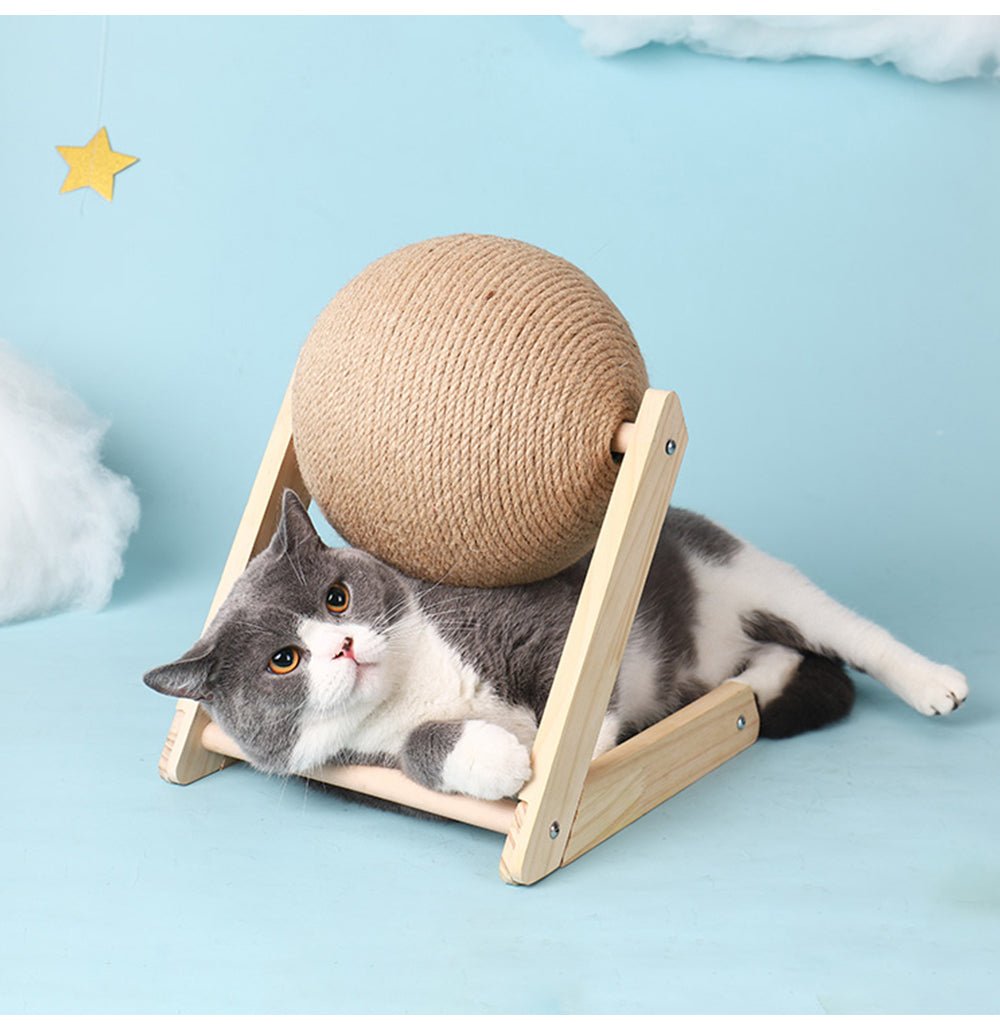 ApexCatch™ | Vertical Solid Wood Cat Scratching Orb - Aura Pet Elite