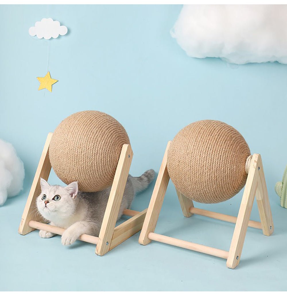 ApexCatch™ | Vertical Solid Wood Cat Scratching Orb - Aura Pet Elite