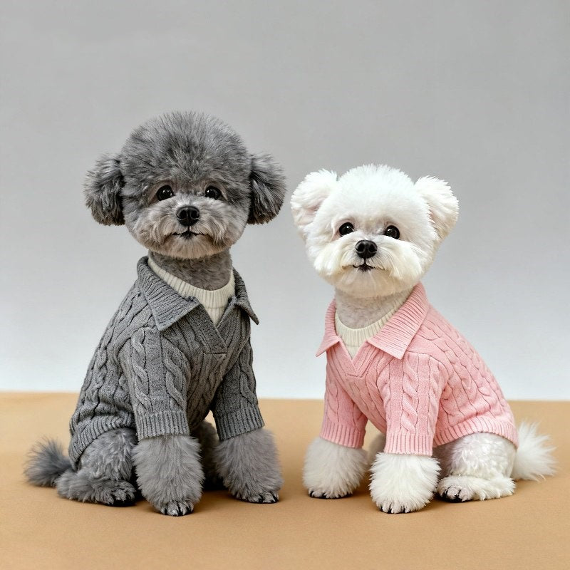 AuraStyle™ Winter-Edge | Premium Faux-Layered Dog Pullover – Thermal Soft-Knit Sweater for Cold Weather Comfort