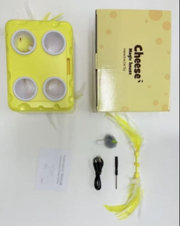 AuraPlay™ Cheese-Quest | Intelligent 3-in-1 Sensory Toy – Automatic Hide-and-Seek Station for Active Cats