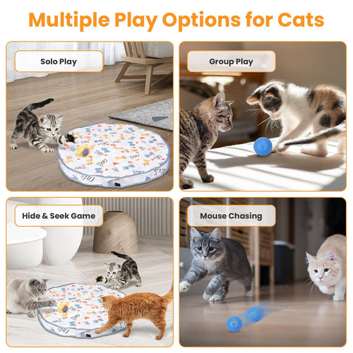 AuraPlay™ Pulse | Fast-Rolling Rechargeable Cat Ball – 360° Intelligent Evasion Toy with Stealth Pouch