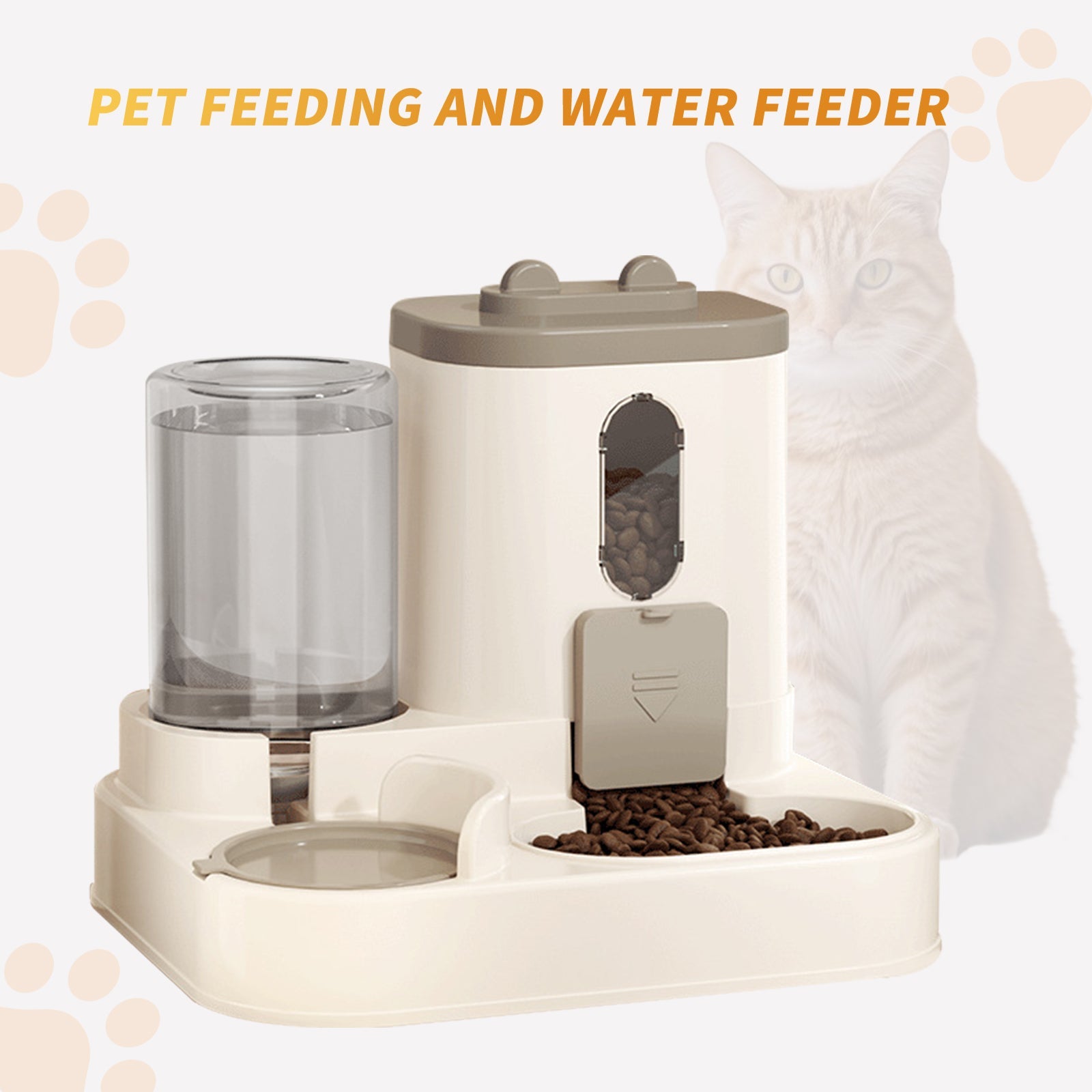 AuraPure™ Harmony Feeder | Integrated 2-in-1 Gravity Station – Auto-Refill Food & Water System for Busy Pet Parents