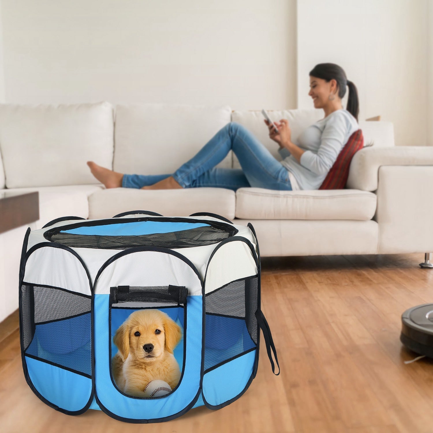 EliteCloud™ | Soft-Sided Exercise Pen - Pink & Blue Editions - Lightweight Indoor/Outdoor Pet Sanctuary