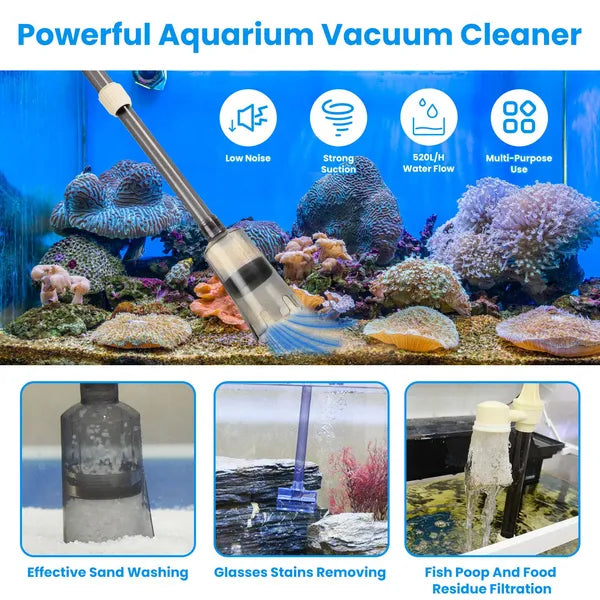EliteVacuum™ | Adjustable Electric Fish Tank Cleaner - Cordless Maintenance System