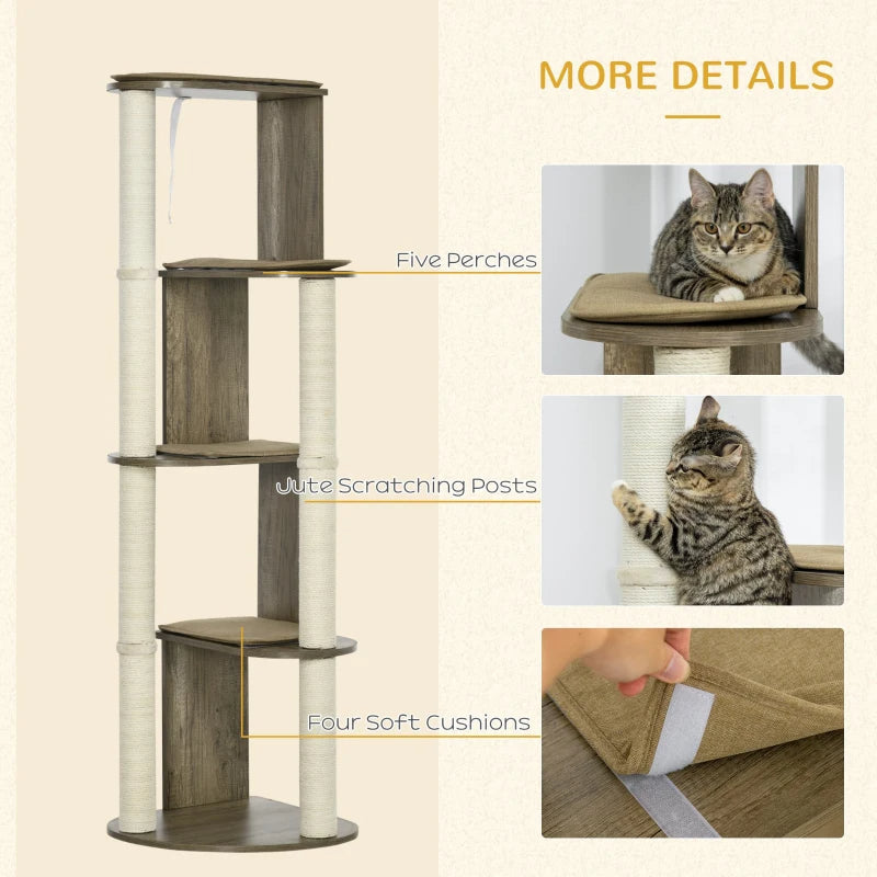AuraEstate™ Skyline Peak | Designer Corner Cat Tower – Tall Climbing Sanctuary & Kitten-Friendly Multi-Level Play Center
