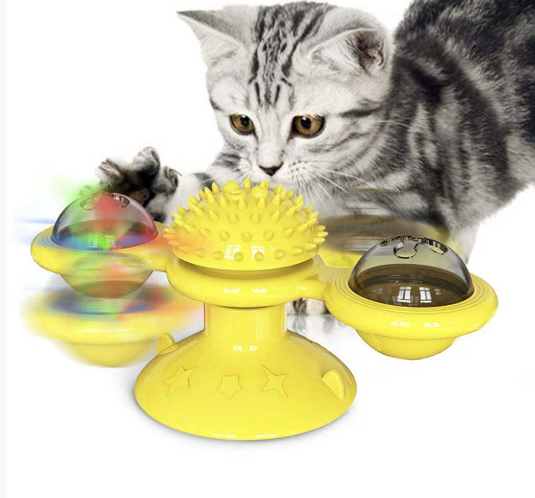 AuraPlay™ Multi-Zenith | All-in-One Interactive Play Station – Motion-Activated Tumbler & Engaging Windmill Set for Active Cats