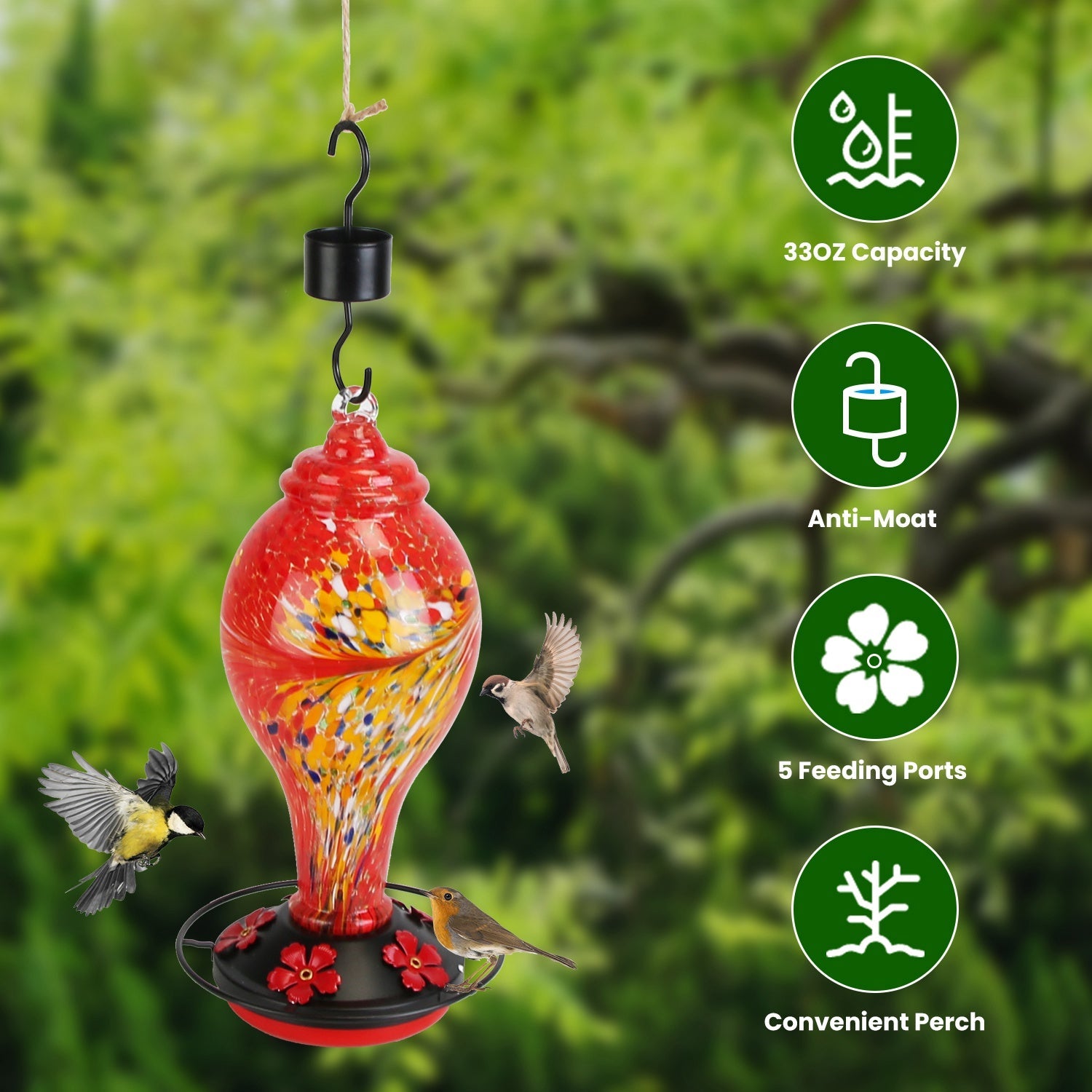 EliteNectar™ | Premium Hand-Crafted Hummingbird Oasis - Includes Ant Moat & Hanging Kit